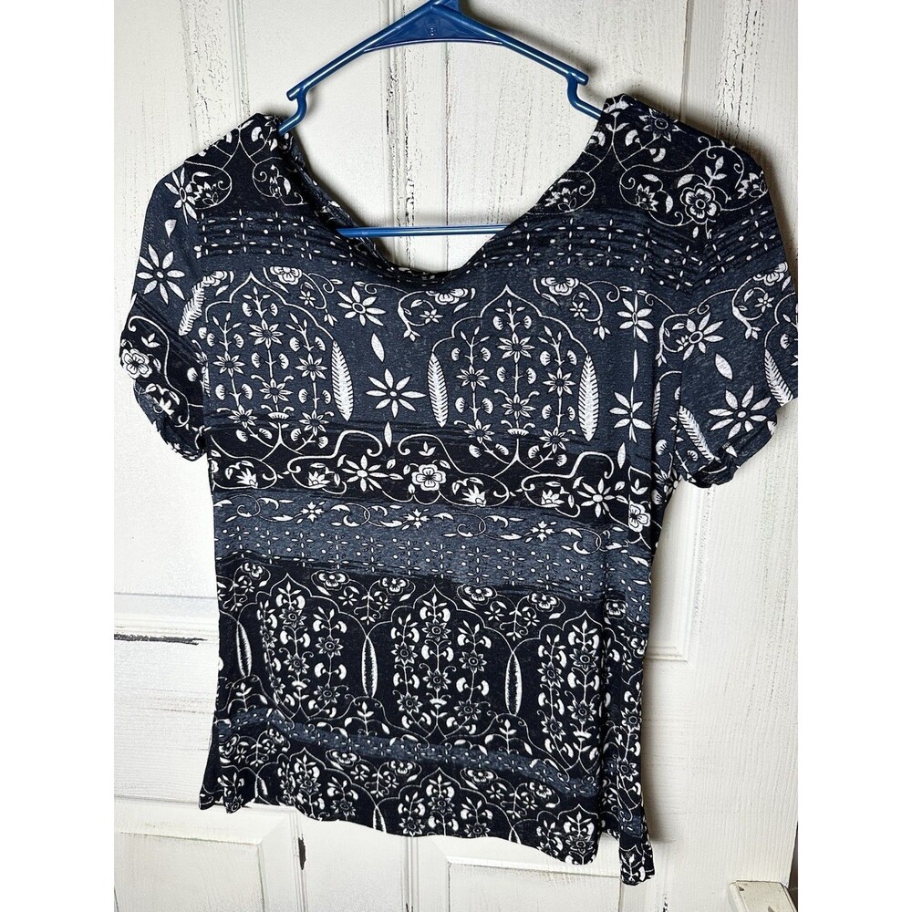 Pure Poetry Short Sleeve Women’s Boho Top  Sz L